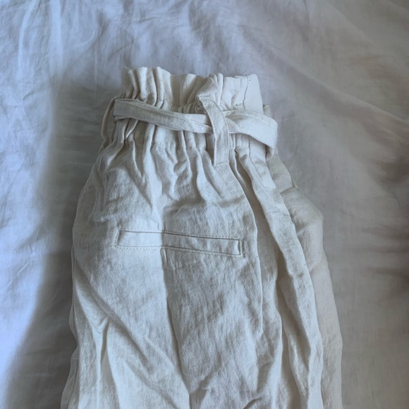 Lightweight + Cream Tie waist Pants - Picture 2 of 5